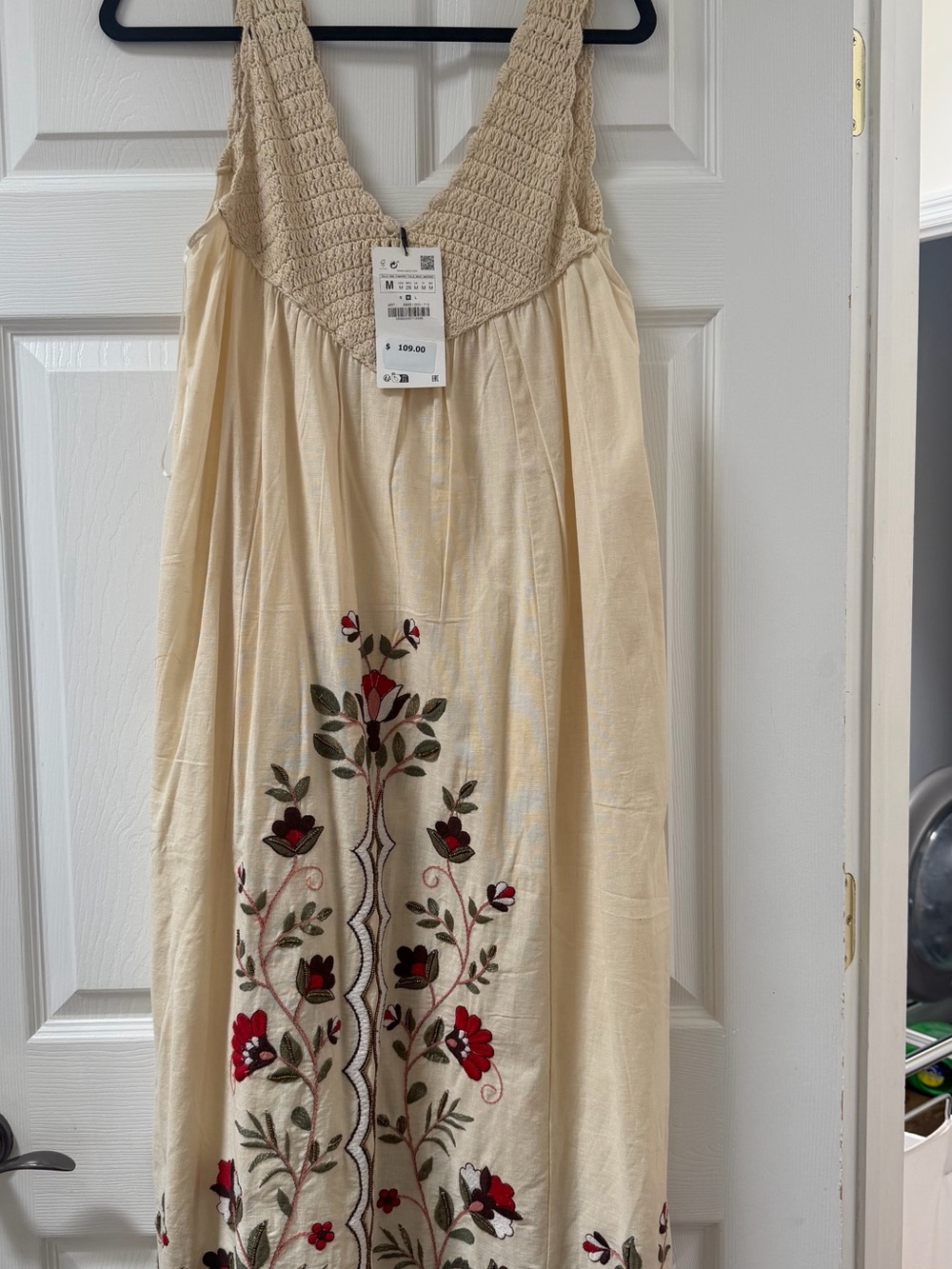 ZARA embroidered midi dress